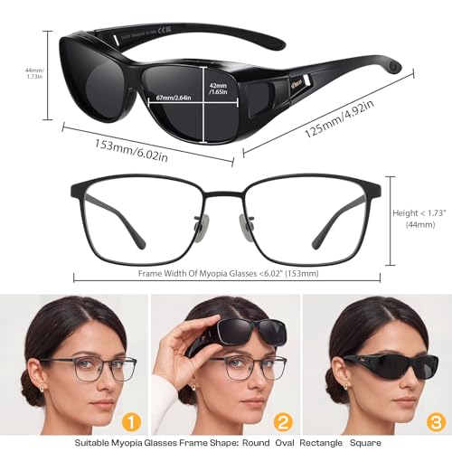 Image of DUCO Polarized Wraparound Fitover Glasses Wear Over Sunglasses for Men Women UV Protection Sun Glasses 8953