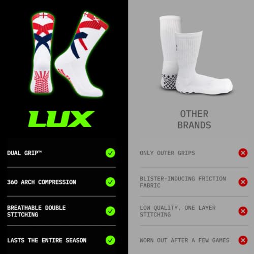 Image of Lux Dual Grip Soccer Socks for Men & Women - DualGrip Engineered for Performance & Comfort - Anti-Slip Grip Socks for Soccer