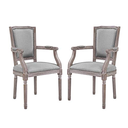 Country-Farm-Dining-Kitchen-Side-Chair-Set-of-Two-Fabric-Wood-Copper-Nail-Rivet-Light-Grey-Gray Country Farm Dining Kitchen Side Chair Set of Two Fabric Wood Copper Nail Rivet Light Grey Gray