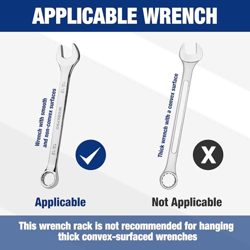 WORKPRO 2-Pack Magnetic Wrench Organizer, 12-Piece Wrench Holder Set for Tool Box Drawer, Wrenches Rack Tool Trays SAE(1/4" - 15/16") and Metric(6mm-24mm)