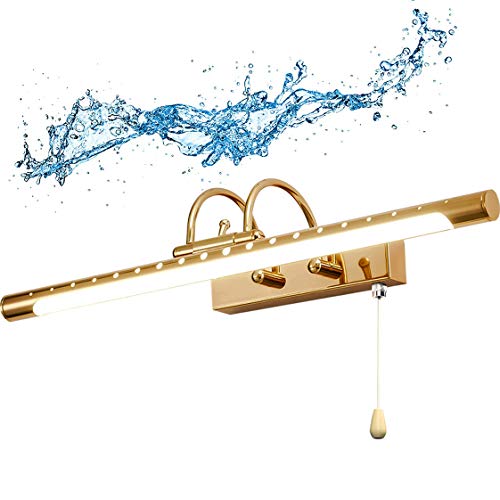 Aplique LED dorado de 48cm regulable para espejo de baño impermeable de 7W