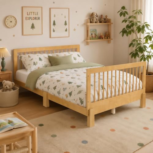 Bellemave Kids Full Bed/Floor Bed with Detachable Guardrails,Corner Bed for Kids with Support Slats,Natural by Bellemave - Used condition - Image 6