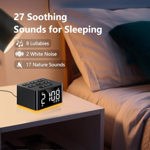 Image of 3-in-1 Sound Machine White Noise Machine Dual Alarms 12 Color Night Lights 30 Soothing Sounds 15 Wake Up Sounds 32 Volume for Baby Adults Kids Sleep Timer Memory Function Backup Battery Alarm Clock