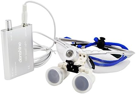 Carejoy Dental 3.5x 420mm Surgical Binocular Loupes + Head Light Lamp, Shipping From US (SILVER SET)