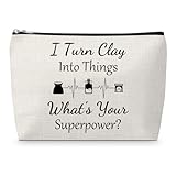 Sfodiary Pottery Artist Lover Gift for Women Makeup Bag Pottery Art Cosmetic Bag for Friend Art Teacher Appreciation Gifts Ceramic Artist Gift Christmas Birthday Gifts for Friends Zipper Travel Pouch