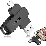 Clé USB 128 Go Réversible USB C & USB A, Transfert Rapide 200 MB/s, Stockage Téléphone Portable, Boîtier en Alliage d’Aluminium, Compatible et Smartphones, Plug & Play, Noir