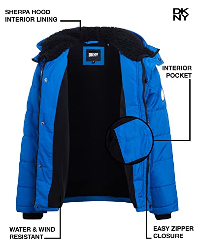Dkny Boys Heavyweight Winter Coat - Water Resistant Insulated Fleece Lined Quilted Puffer Ski Jacket (Sizes: 8-20), Size 10-12, Blue Royal #TOP1