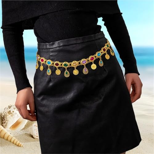 1PCS Waistband Jewelry Colored Gold Droplet Tassel Chain Belt For Women3