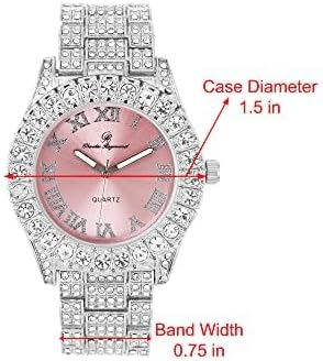 Charles Raymond Women's Big Rocks Bezel Colored Dial with Roman Numerals Fully Iced Out Watch - ST10327LA