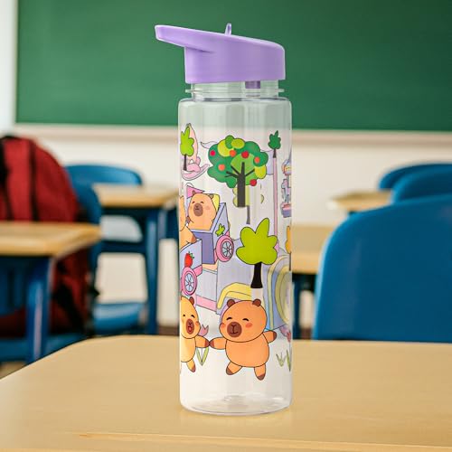 Image of BAYBEE 600 ML Chubby Drinking Water Bottle for Kids | Bpa Free Baby Sipper Bottle with Flip Straw & Carry Handle | Toddlers Leak Proof Sipper Water Bottle for Kids 1 to 12 Years Boys Girls (Purple)