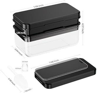 Ice Cube Tray with Lid and Bin, PHINOX 56 pcs Ice Trays for Freezer, Ice Cube Trays for Freezer with 2 trays, Container, Lid & Ice Scoop, BPA Free, Black