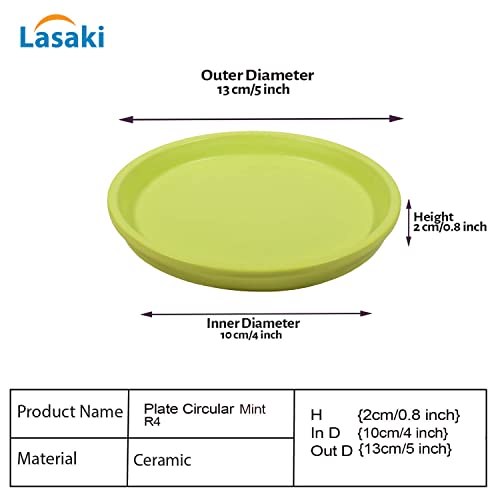 Image of Lasaki Round Ceramic Trays (Plates Saucers) for Pots, planters, Flower, Succulent(Set of 2,Mint,4 inch) R4(Plants not Included)