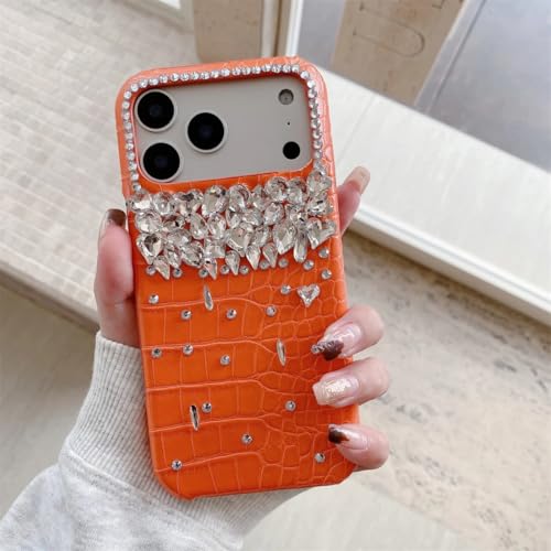 Étui de téléphone orange à paillettes pour vibrer au style de luxe