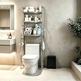 GarveeMore Über WC Regal, 3 Ebenen, freistehend, Metall, Weiß