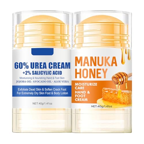 Urea Cream 60 Percent for Feet - 2PCS Urea Foot Cream and Honey Foot Creams - Foot Cream for Cracked Heels and Dry Skin - Cracked Heel Repair Cream - Skin Care Hands & Feet - Foot Moisturiser