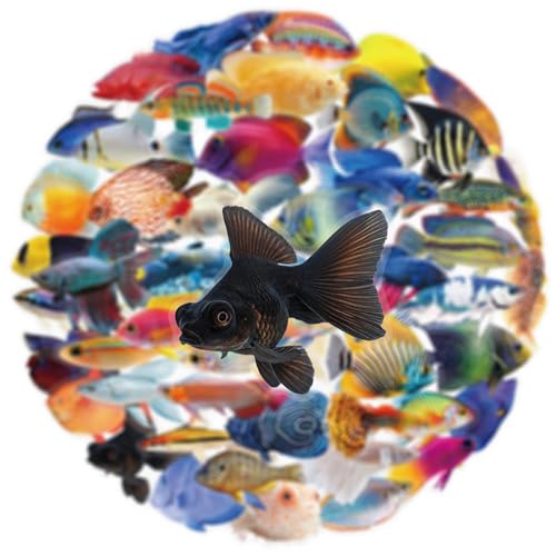 Image of 50 Pcs Clear PET Fish Aesthetic Stickers for Scrapbooking Journaling Junk Journal Scrapbook Supplies - Waterproof Transparent Fishing Decals for Resin Crafts Decorative Art Crafts (Fish)