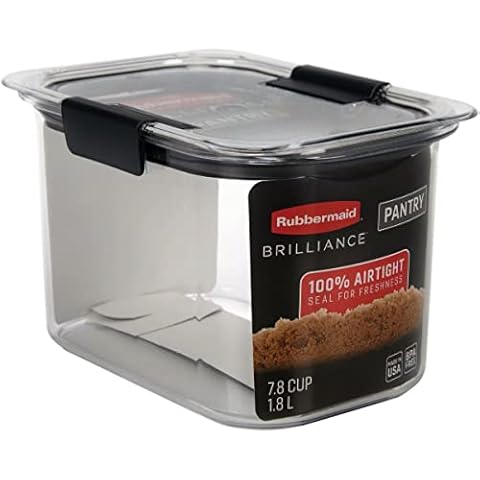 Rubbermaid Brilliance Pantry Airtight Food Storage Container, BPA-Free 7.8 Cup, Ideal for Brown Sugar - Efficient, Leak-Proof and Dishwasher-safe Cover