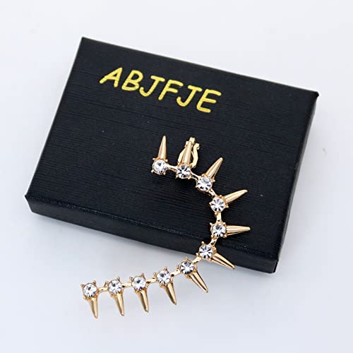 Retro Punk Crystal Rivet Ear Climber Earrings Gothic Sparkly Rhinestone Left Ear Cuff Clip Wrap Earring For Exaggerated Jewelry Jacket For Women Girls 1Pcs (Crystal Rivet Ear) #TOP6