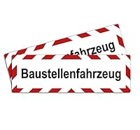 2 Stück XXL Baustellenfahrzeug Magnetfolie 45 x 15 cm Magnetschild Warntafel für Baustellenfahrzeuge Auto magnetisch Hinweiszeichen mit UV Schutz von STROBO