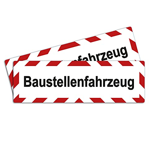 2 Stück XXL Baustellenfahrzeug Magnetfolie 45 x 15 cm Magnetschild Warntafel für Baustellenfahrzeuge Auto magnetisch Hinweiszeichen mit UV Schutz von STROBO