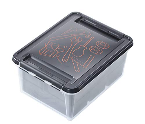 SmartStore 3171190 Kunststof gereedschapskist zwart/transparant 40 x 30 x 19 cm