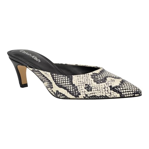 Calvin Klein Women's Kalyn Pump, White/Black Snake 003, 9