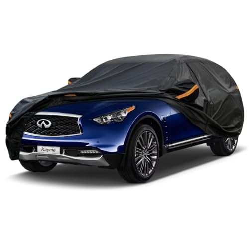 Kayme SUV Car Cover Fit for Rivian R1S (2022-2025) Automobiles All Weather Waterproof, Outdoor Cover Sun Rain Protection, with Lock and Zipper Door.Black black Custom Fit Rivian R1S