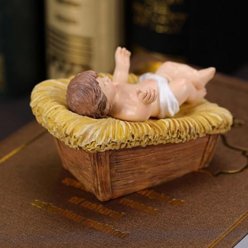 Escultura de Jesus,Estátua de Jesus, Menino Jesus em uma manjedoura, Decoração de Natal religiosa pa