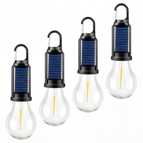 MVIOCS LED-Camping-Laterne, wiederaufladbar, Outdoor-Zeltlichter für Camping-Utensilien, hängende Glühbirnen mit Clip-Haken, Camping-Taschenlampe, 4 Stück