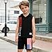 Voxikodex Size 7 8 Years Boys Clothes 2 Piece 4th of July Hoodie Sleeveless Tee Tops Casual Shorts Set Fashion Kids Boys Summer Clothes Set(7-8Y)