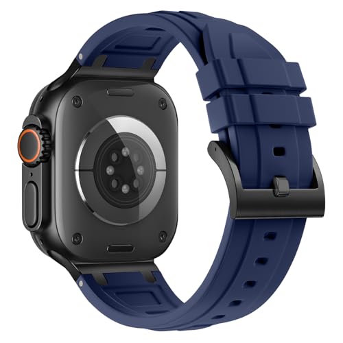 Image of Compatible with Apple Watch Series 11 10 Strap 46mm,Ultra 3 /2 /1 49mm Silicone Straps Compatible with iWatch Series 9 /8 /7 /6 /5 /4 /SE 3 45mm 44mm with Stainless Adapter (NO WATCH)
