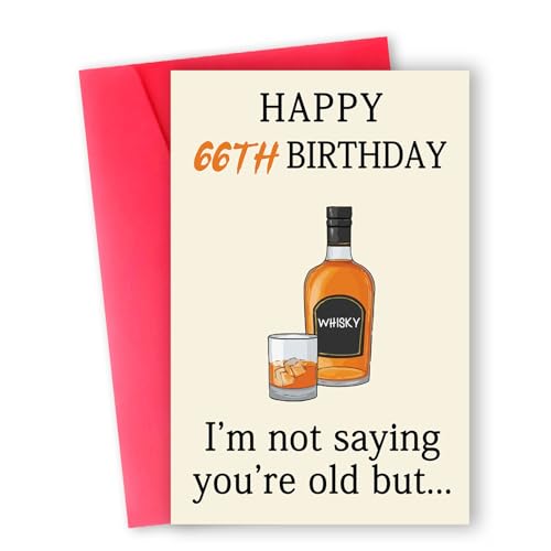 Zyulin Funny Whiskey 66th Birthday Card, 66th Birthday Gifts for Men Women, Unique 66th Birthday Decorations for Him Her, Happy 66 Year Old Birthday Card Gifts for Husband Wife