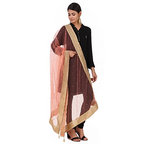 Image of Traditions Bazaar Women's Net Zari Border Dupatta