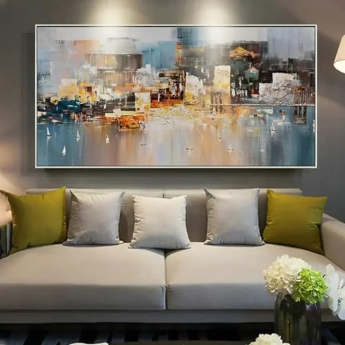 Décoration maison salon peinture paysage urbain pour une ambiance rétro