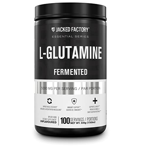 L-Glutamine Powder 500g, 100 Servings - Vegan Fermented L Glutamine for Post Workout Muscle Recovery, Immunity, Digestive Health - Tested & Trusted, No Artificial Fillers - Unflavored