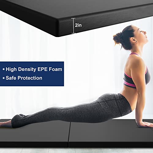 Elevens Gymnastics Mat for Tumbling 10'x4'x2", Thick Folding Exercise Mat for Home,GYM Mats for Home Workout, Tumbling Mats for Kids,Gymnastics Mat for Wrestling, Jujitsu Black