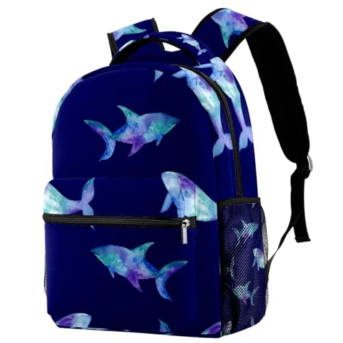 Sac à dos fille et garçon pour le collège grand compartiment motif requin