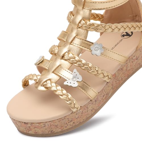 shoeslocker Girls Sandals Flatform Wedge Open Toe Summer Shoes Little Big Kid Flower Girl Heels Dress Shoes4