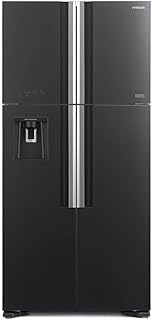 Hitachi 760L Gross, Net 540L, Side By Side 4 Doors Premium Refrigerator, 10 Year Warranty on Inverter Compressor, No Frost Fridge, Dual Fan Cooling, Movable Twist Ice Tray, Glass Grey-RW760PUK7GGR