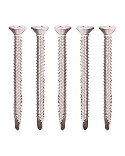 25 Pack of #14 x 2 Stainless Steel Self-Tapping Screws - Flat Head Phillips Drive - Ideal for Wood to Metal Applications - Fully Threaded Sheet Metal Tek Screws by IMSCREWS