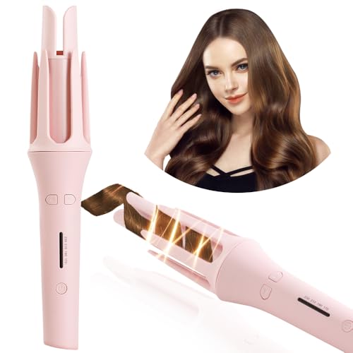 FOUYIN Auto Hair Curler?Rotating Curling Iron 1 inch with 4 Temperatures Automatic Curling Iron Wand for Women?Dual Voltage Fast Heating Hair Curlers for Long/Middle/Short All Hair (1 INCH, Pink)