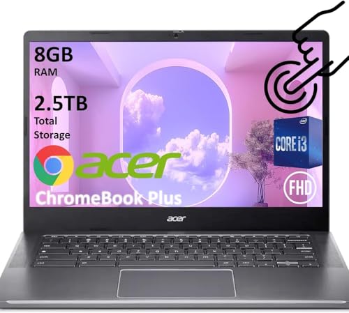 acer Chromebook Plus 514 14�C���` FHD �^�b�`�X�N���[���m�[�g�p�\�R�� Intel 8-Core i3-N305 8GB RAM 512GB SSD + 2TB �N���E�h(2.5TB) Chrome OS ������ �n�C�G���h�r