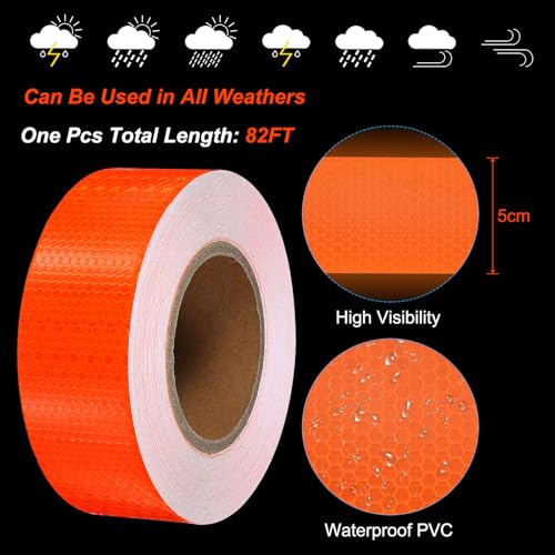 Ruban Réfléchissant Orange PATIKIL 1 Rouleau Autoadhésif de 2 Pouces x 82 Pieds