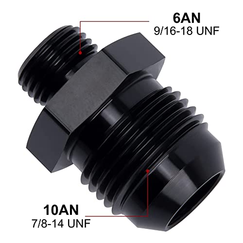 Image of EVIL ENERGY 10AN Flare to 6AN ORB Male Fuel Rail Adapter Fitting Black 2Pcs