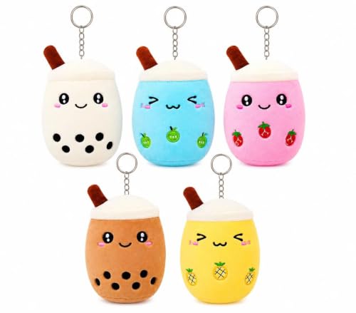 5PCS Bubble Tea Plush Keychains