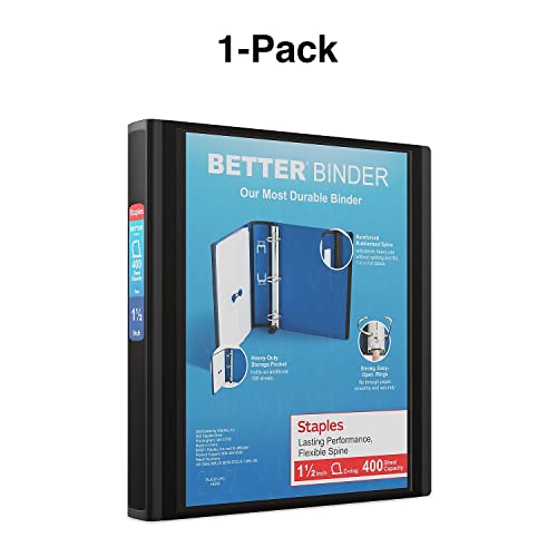 Staples 1 1/2-inch 3-Ring Better Binder, Black, 3/Pack (ST55854-CCVS) - Thumbnail 7
