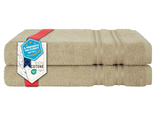 Hammetex Teli da Bagno Set da 2 70x140 cm, Telo Doccia, 100% Cotone Spugna