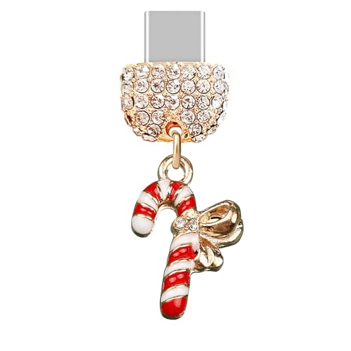 Bouchon anti-poussière Type-C haut de gamme en cristal rouge pour smartphone Android