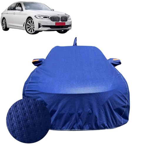 Image of Car Cover for BMW 5 Series (2017-2023) | 100% Waterproof Cover with Reflective Mirror Pockets | Dustproof, Scratchproof, Heatproof BMW 5 Series Car Cover |Soft Cotton Lining| Blue