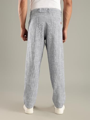 Image of Thomas Scott Men's | Stripes Printed | Premium Linen Blend | Slim Fit | Casual | Chinos | Trouser for Mens
